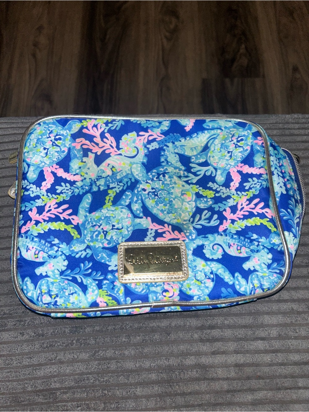 Blue Sea Turtle Print Lunch box OR cosmetic bag,  Lily Pulitzer